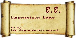 Burgermeister Bence névjegykártya